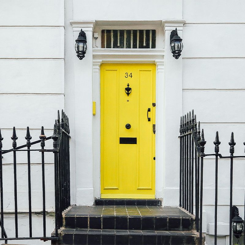 House with yellow front door